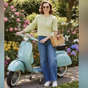 Vintage Jantzen Paisley Grandma Cardigan Women S Green Mod Grannycore Retro Glam